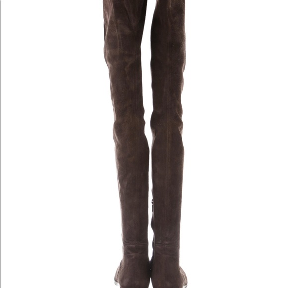 Authentic Prada Suede Brown Over the Knee Boots - Picture 4 of 11